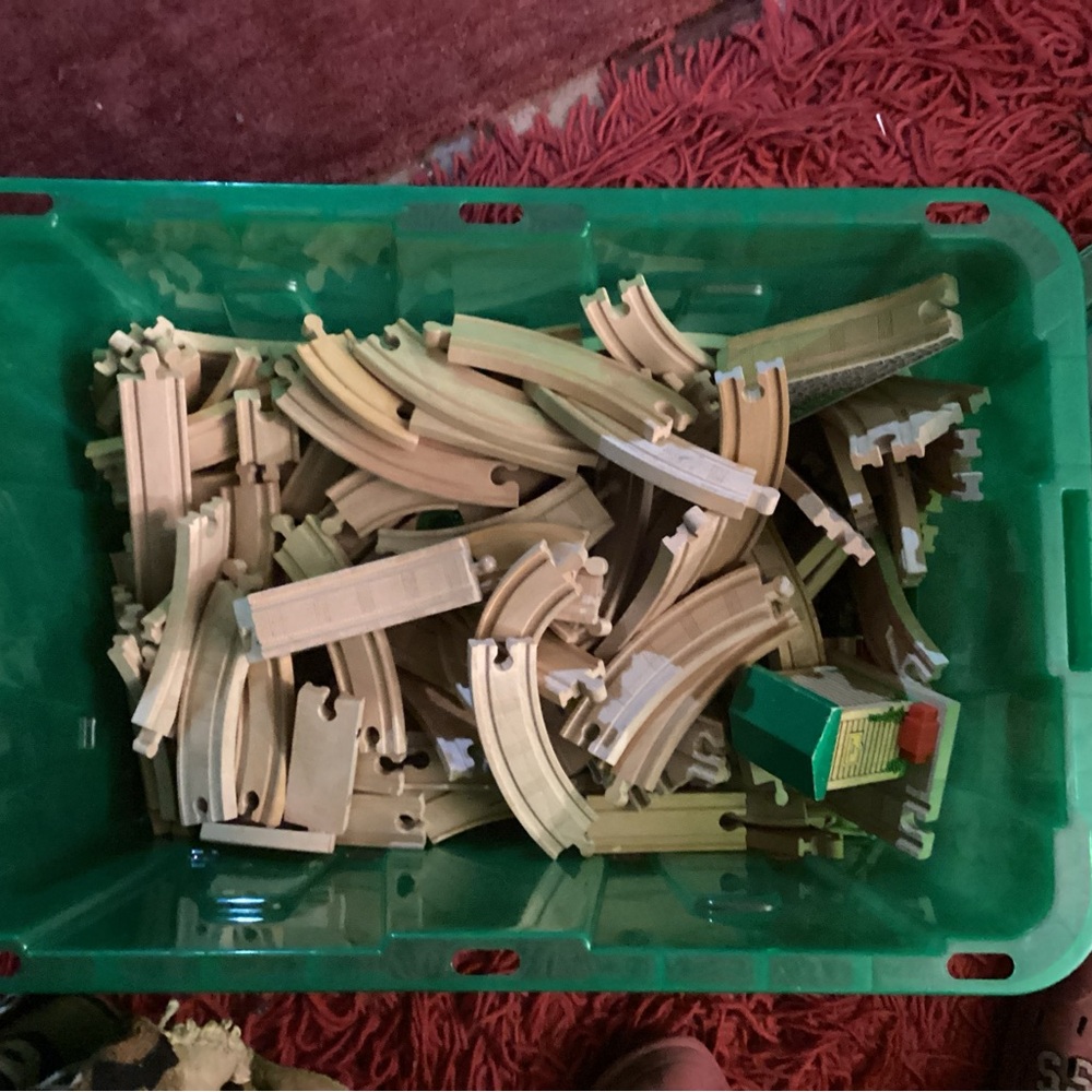Thomas & Friends Wooden Train Track Set with Green Bin